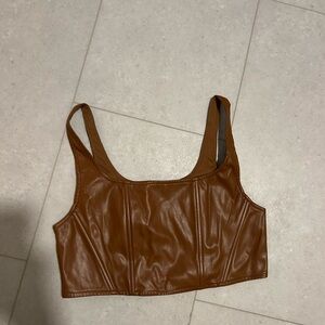HYFVE Tan Leather Crop Top
